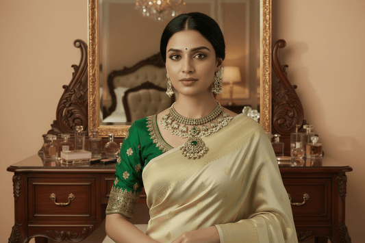 White Aadhya Elephant Choker Set